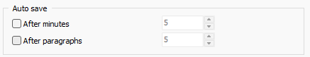 Screenshot of setting for autosave