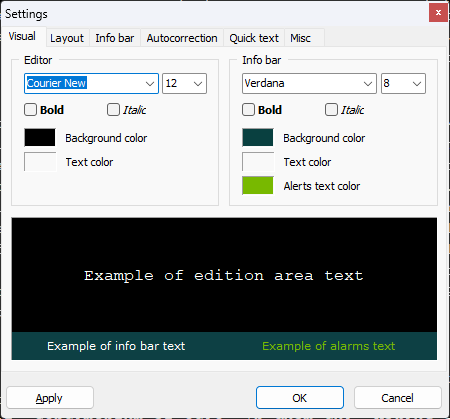 Screenshot of Q10 Settings Menu