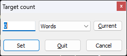 Screenshot of target count dialog